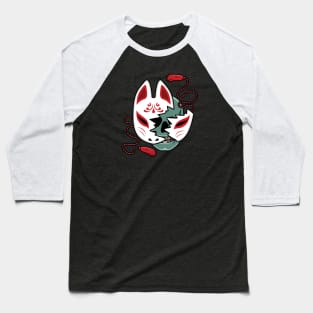 Japanese kitsune mask with skull Baseball T-Shirt